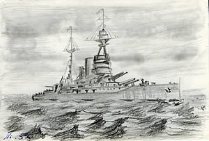 Battleship Charcoal Sketch