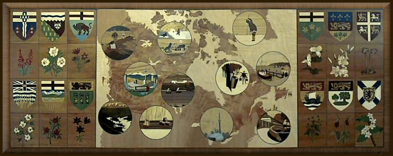 The wonderfully large mural made by the Canada Marquetry Group