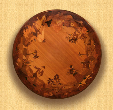 Round coffee table plan view