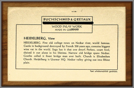 Label on rear of Heidelberg picture