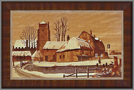 Village pond in winter