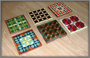 Marquetry deocrated coasters